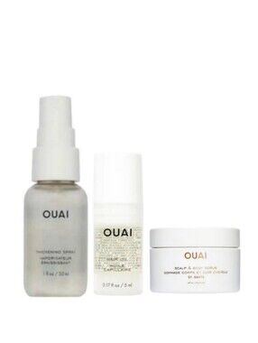 Ouai Hair Bundle /Thickening Spray + Hair Oil + Scalp & Body Scrub Travel A4